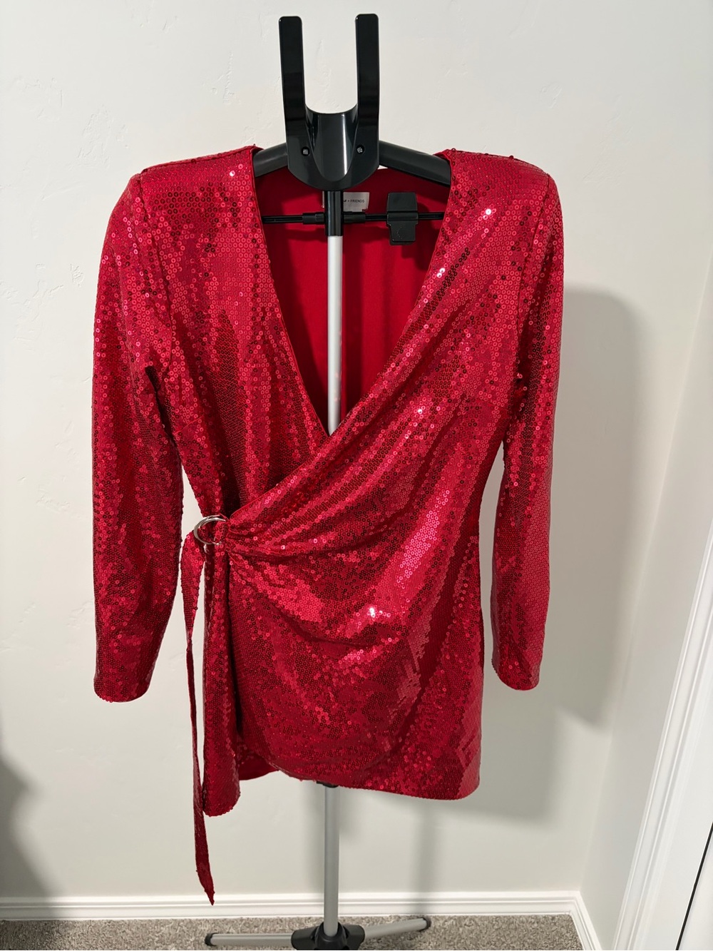 Women’s Lovers + Friends Red Sequin Wrap Formal Dress